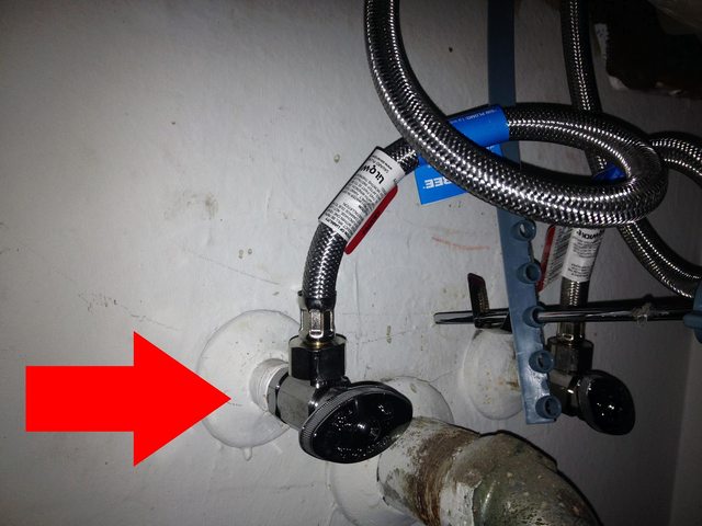 hot water valve under kitchen sink