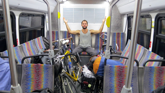 That's my brother having a blast with tending to the bicycles.