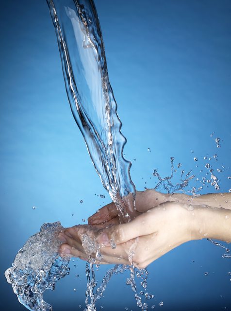 This photo looks ridiculous because of all the water being used just to wash hands, but many of us have a habit of blasting the water