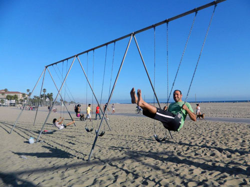 If your park has swings, why not use them? They're not fun only for kids, you know?