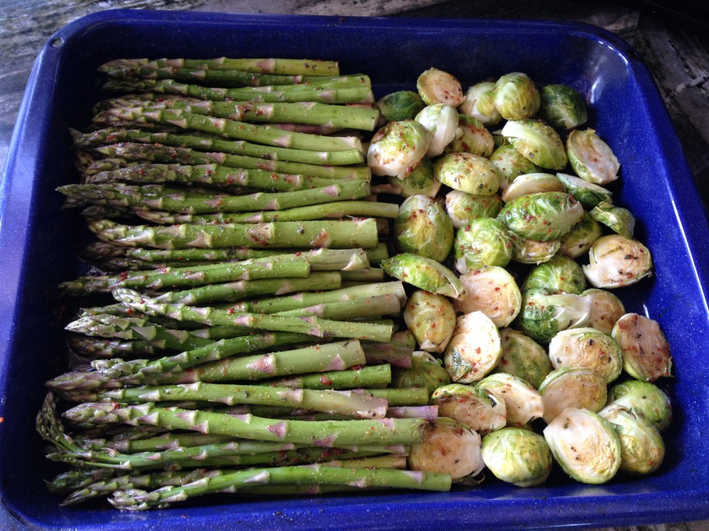 asparagus and brussels sprouts